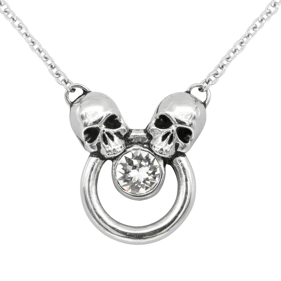 twin skull crystal necklace