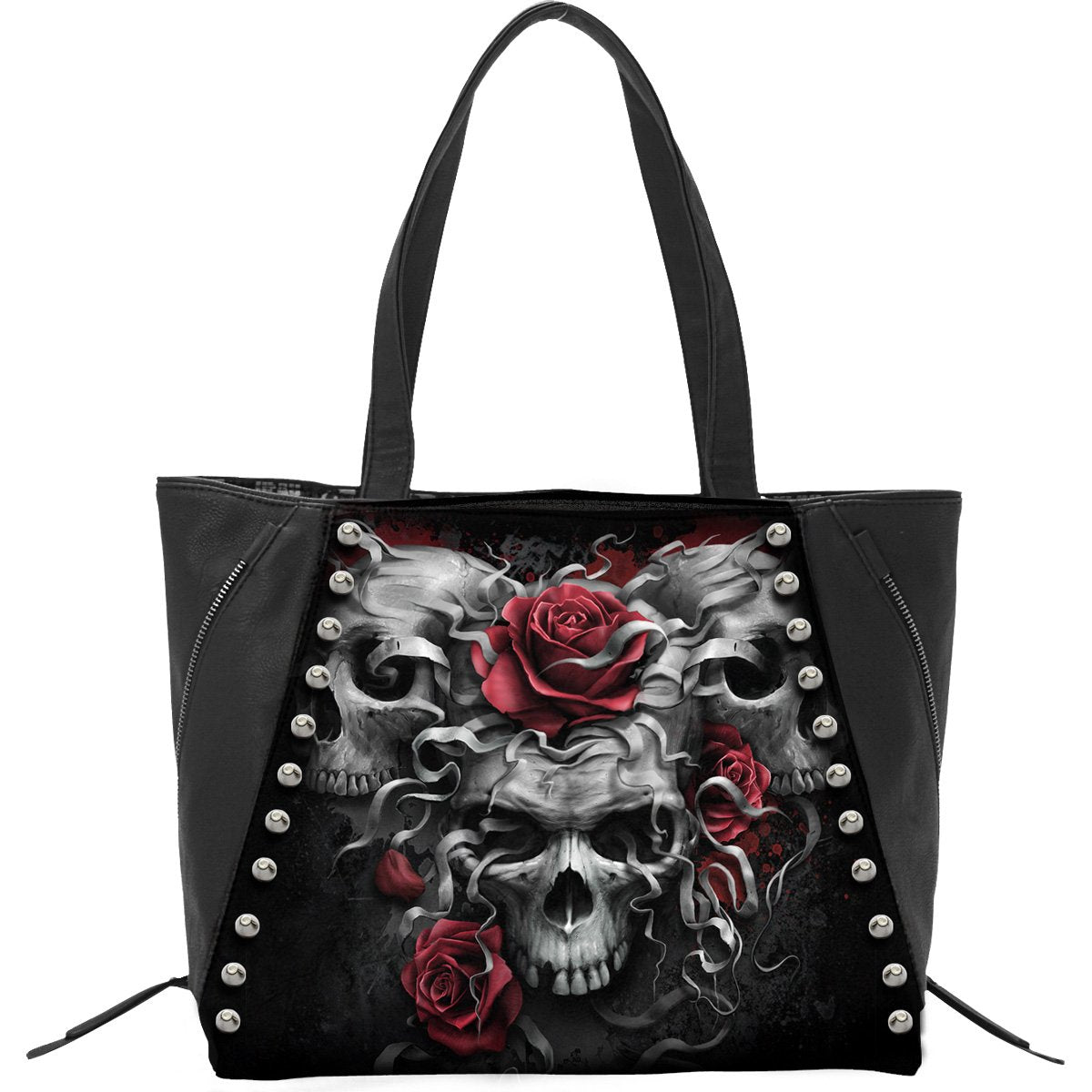 skull tote bag with roses