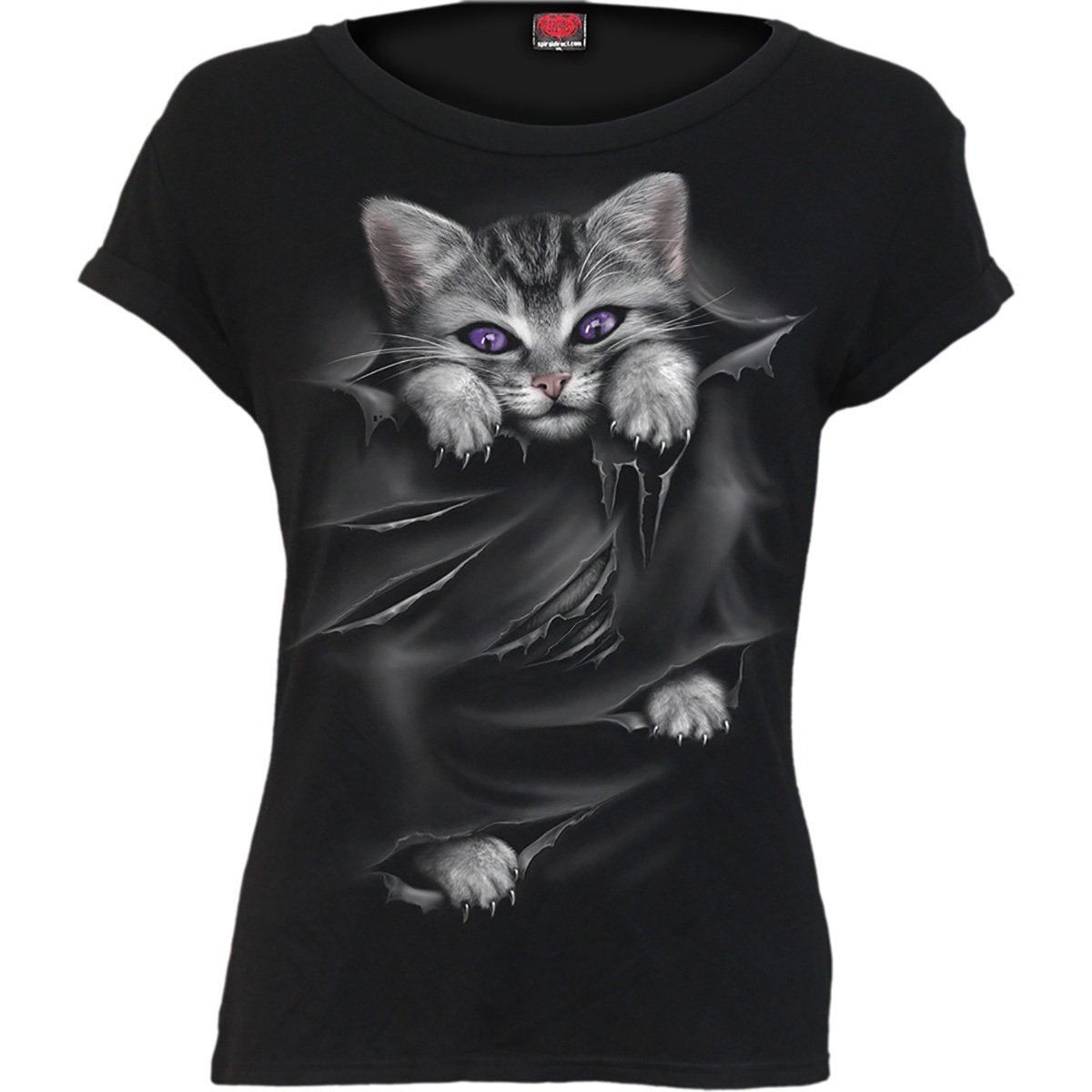 goth kitty black top for women