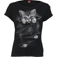 Thumbnail for goth kitty black top for women