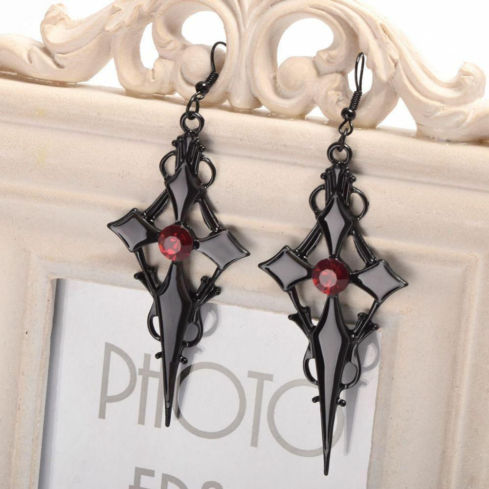 black cross dangle earrings