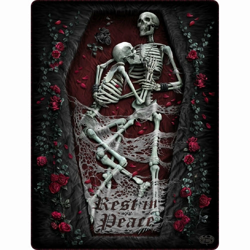 lovers embrace skeletons gothic fleece blanket