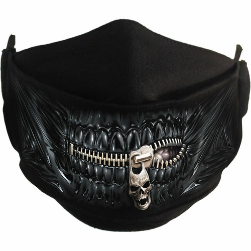 black death gothic unisex protective face mask with zipper design