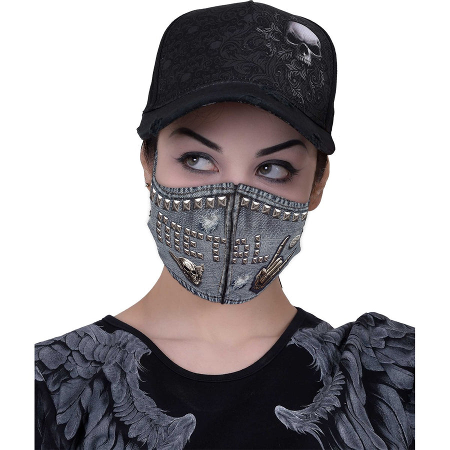 mock denim unisex gothic face mask