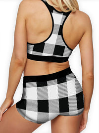 Thumbnail for black and white plaid sports bra