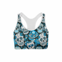 Thumbnail for blue goth sports bras with skulls
