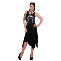 Thumbnail for black kitten with bat wings gothic razor back top for women