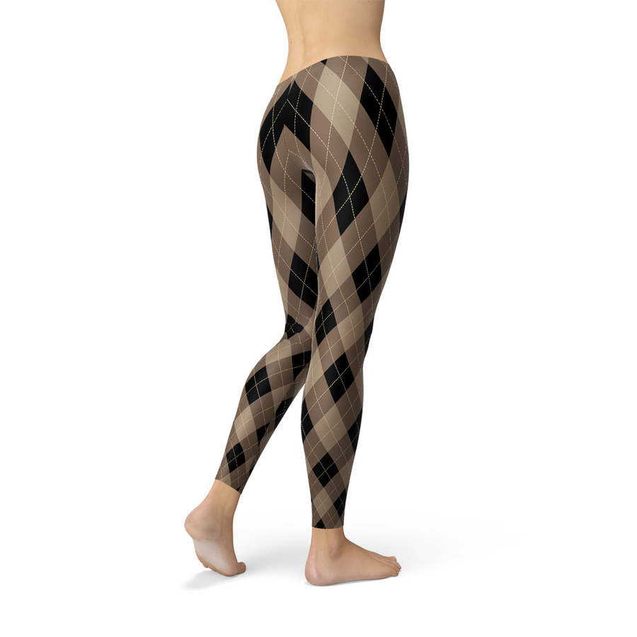 brown and beige argyle pattern tights