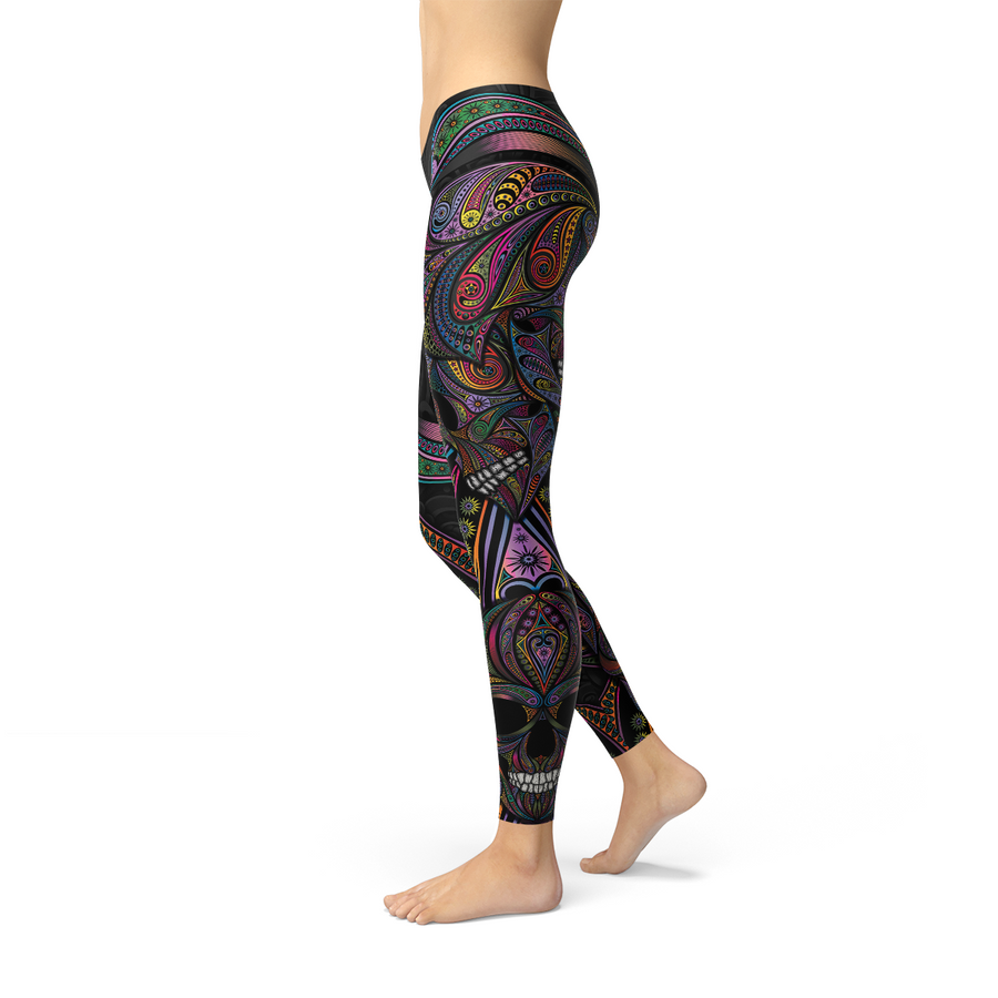 colorful skull leggings