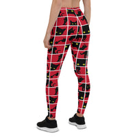 Thumbnail for black and red leggings with cat pattern