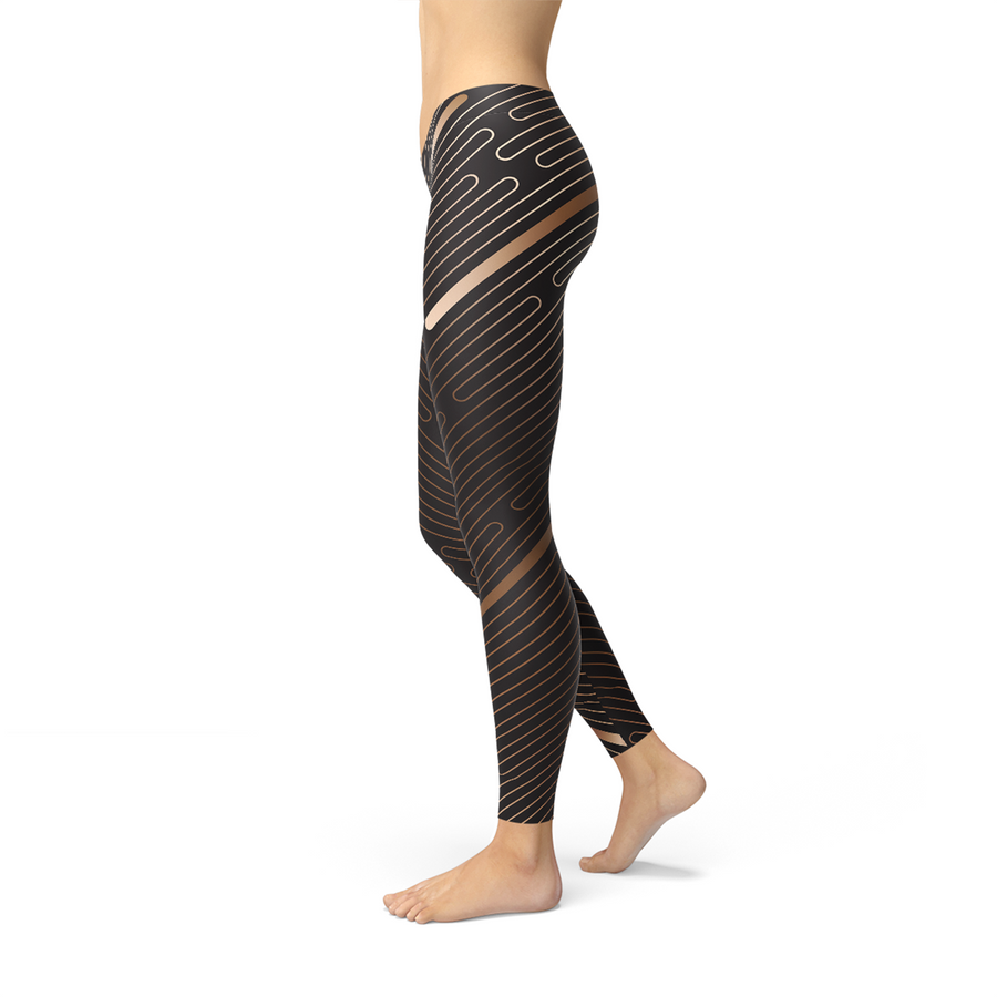 elegant leggings with lines on the side for women
