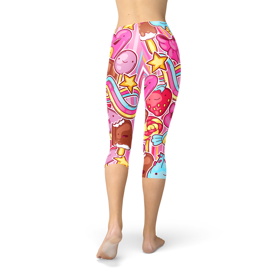 kawaii candy capri leggings