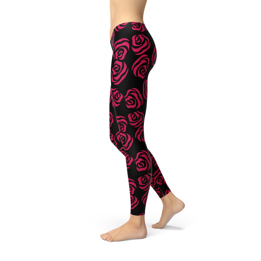 red rose yoga pants