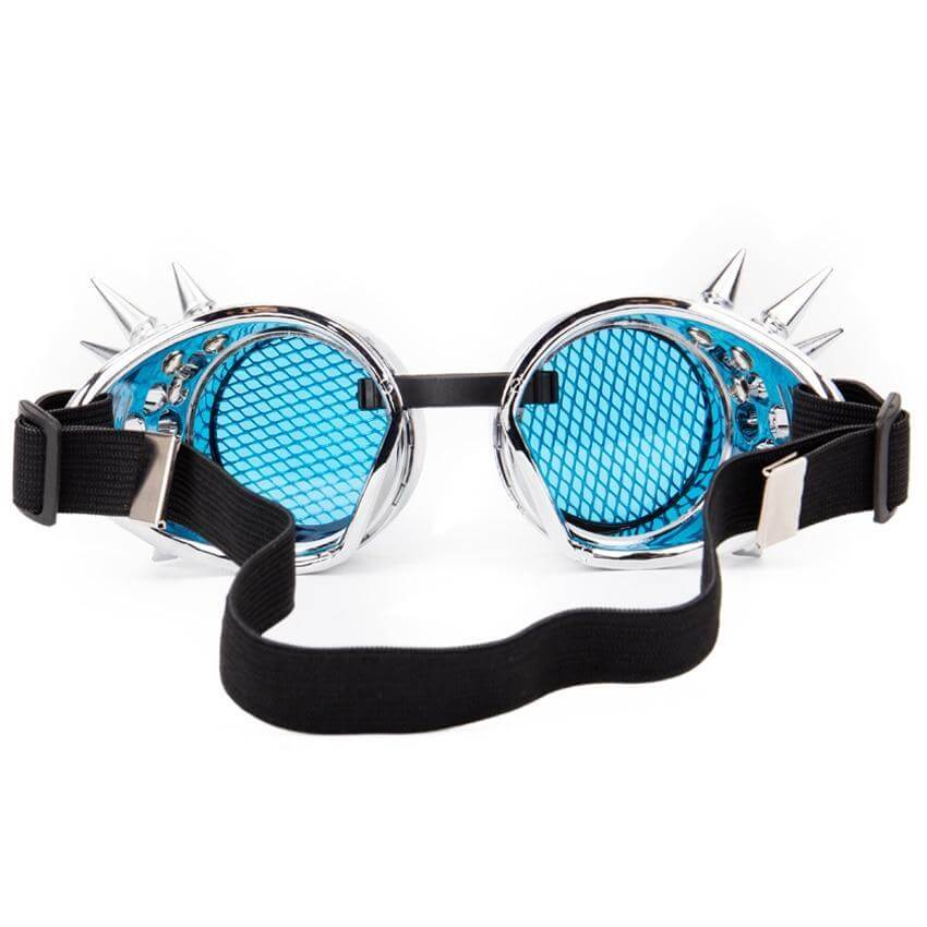 neon blue cyber goth rave goggles