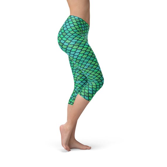 green mermaid scale leggings