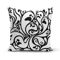 Thumbnail for black and white ghost pillow cover