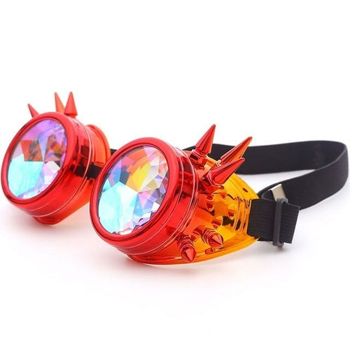 red and orange cyber goth rave goggles