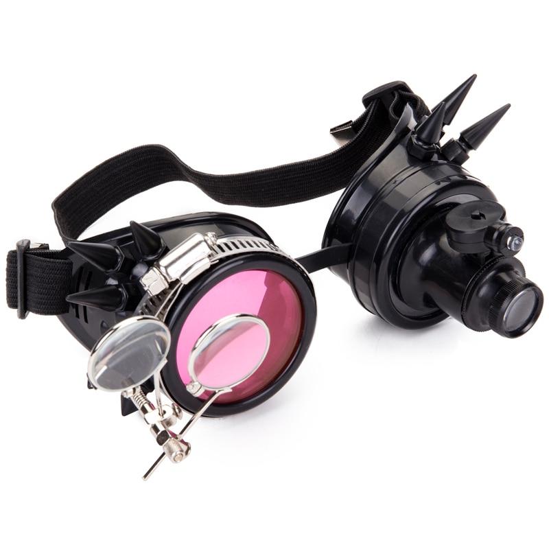 steampunk goggles with pink lens