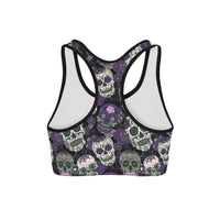 Thumbnail for goth sports bra with skulls