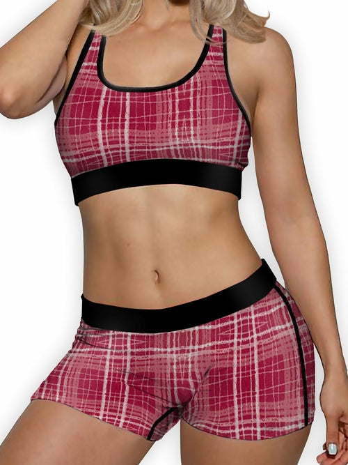 red plaid sports bra for women