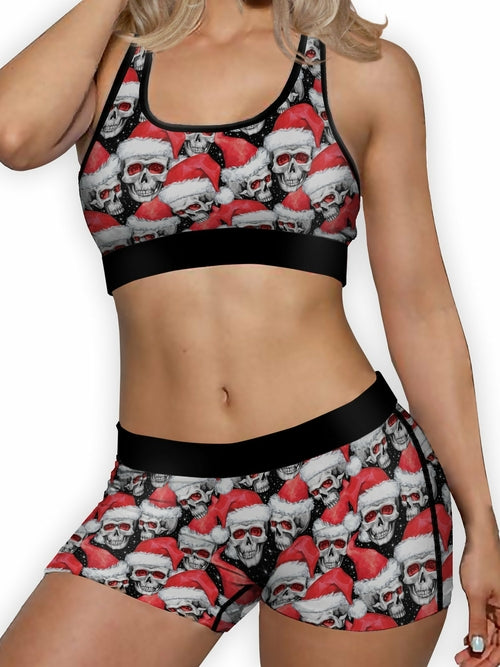 gothic santa sports bra with skulls